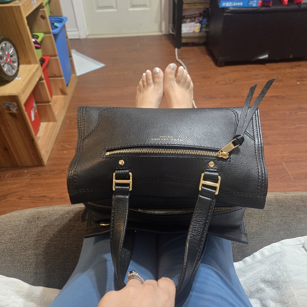 Marc Jacobs Black Leather Satchel with Gold Hardware - Picture 5 of 6